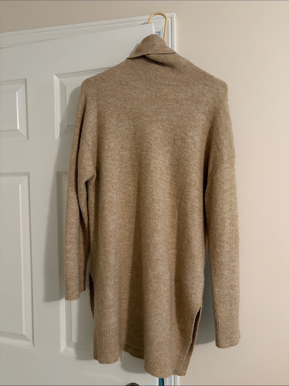 H&M Tan Longline Cowl Neck Sweater